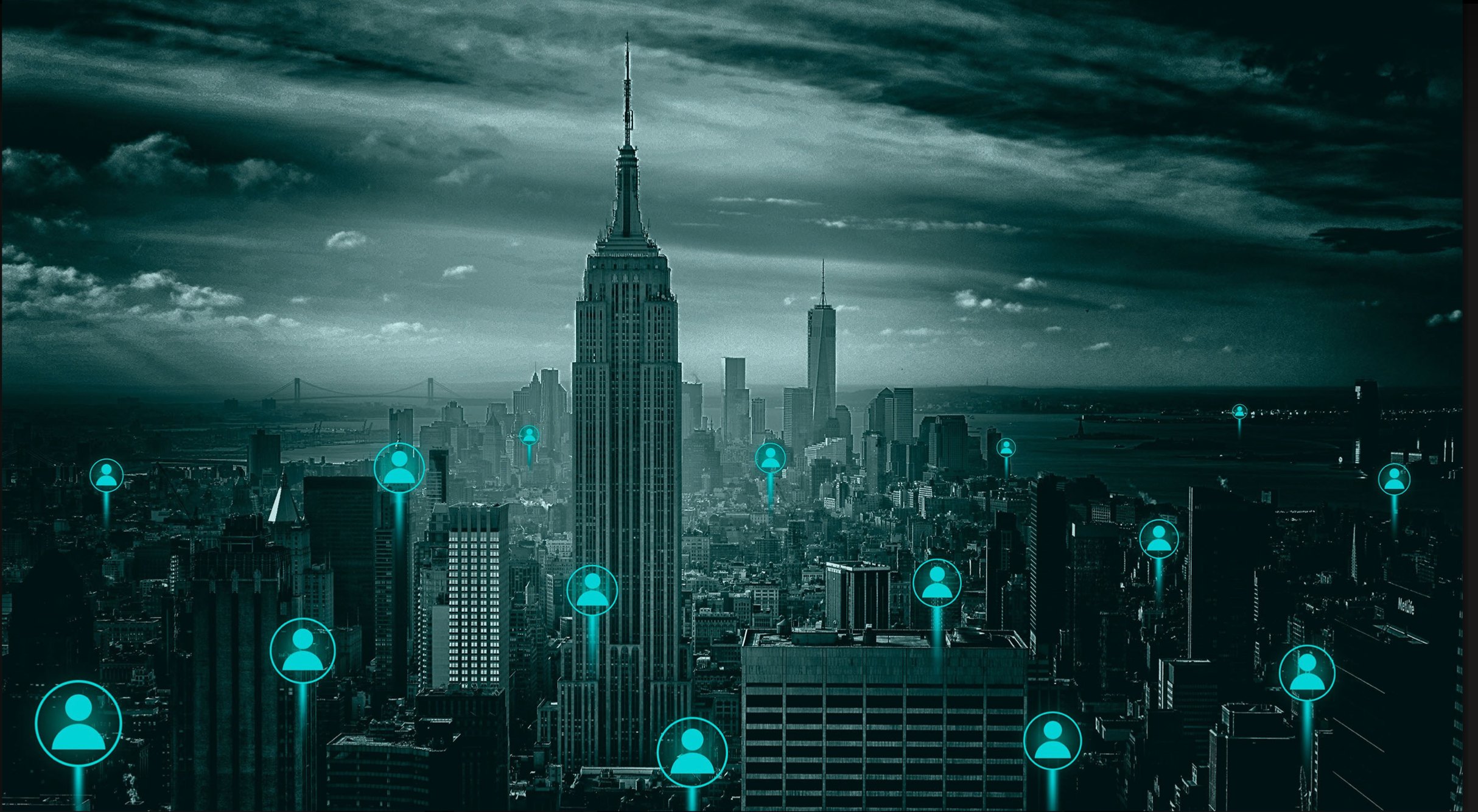 Digital network cityscape